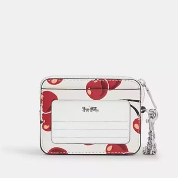 Coach Zip Card Case With Cherry Print - Picture 2 of 4